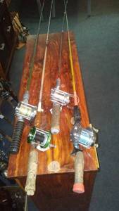 lot 615 image: Set of 4 Vintage Fishing Rods and Reels Collection