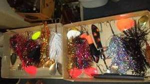lot 626 image: Lot of 13 Fishing Lures and Tackle with Assorted Designs and Sizes.