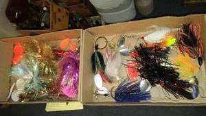 lot 628 image: Collection of 17 Fishing Lures and Spinners in Various Colors