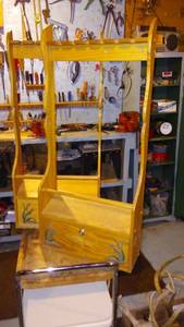 lot 656 image: Vintage Wooden Fishing Rod Display with Drawer