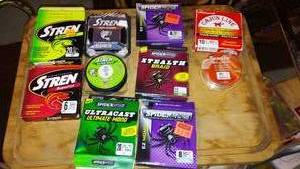 lot 692 image: Fishing Lines including Spools of SpiderWire, Stren, and Cajun Line
