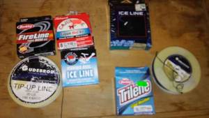 lot 694 image: Fishing Lines Including Gudebrod, Trilene, and Cajun Red Ice