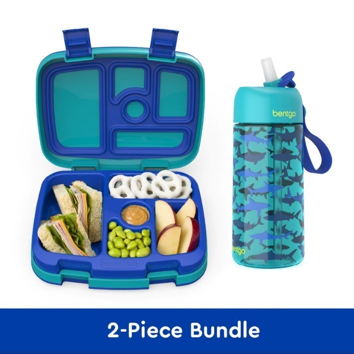 lot 434 image: NEW Bentgo Kids Prints Lunch Box & Water Bottle - Sharks