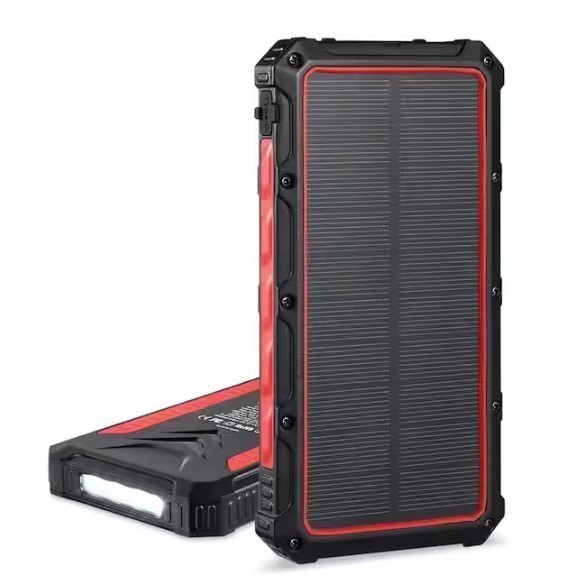 lot 718 image: Dartwood 16000 mAh Solar Power Bank - Qi Portable Wireless Charger with USB Type C Input