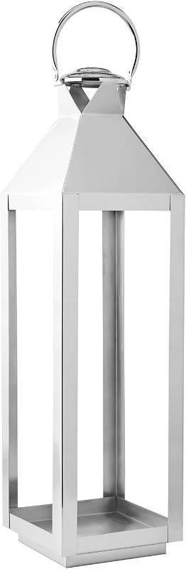 lot 149 image: NEW Members Mark 28 Stainless Steel Lantern - White - NO CANDLE