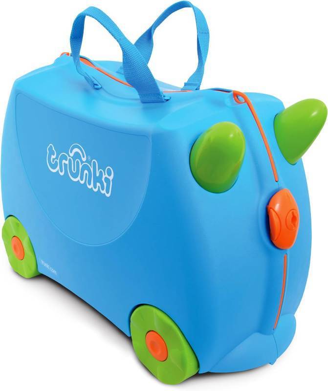lot 297 image: Trunki Ride-On Kids Suitcase  Tow-Along Toddler Luggage  Carry-On Cute Bag with Wheels  Terrance Boy Blue