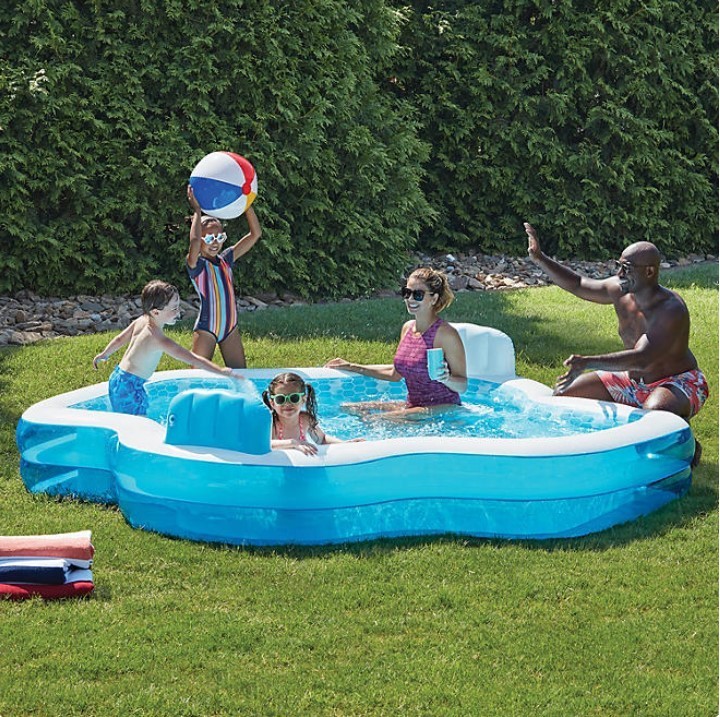 lot 238 image: NEW  Members Mark Inflatable Family Pool with 2 Seats, 10 long