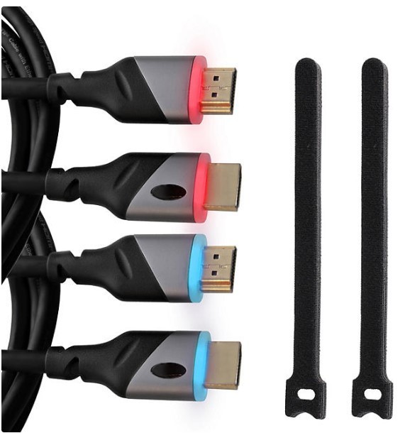lot 242 image: NEW Members Mark 9FT LED Lighted HDMI Premium Cables (2 Pack)
