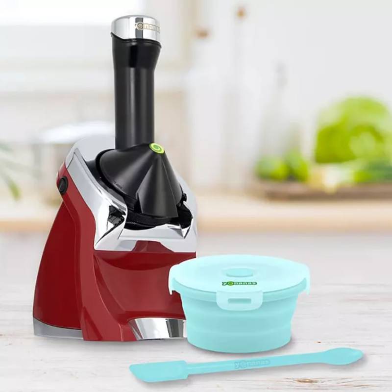 lot 257 image: Yonanas Deluxe Non-Dairy Frozen Fruit Soft Serve Dessert Maker - RED