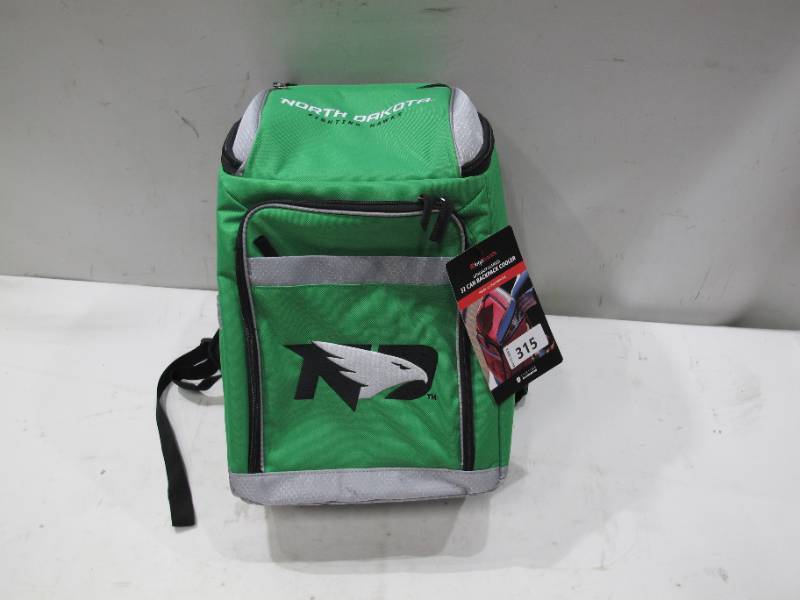 lot 272 image: NEW Logo Brands Officially Licensed NCAA 32-Can Backpack Cooler - UND Fighting Hawks