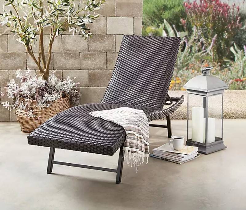 lot 83 image: NEW 2 Pack of Members Mark Padded Wicker Chaise Lounges - Brown