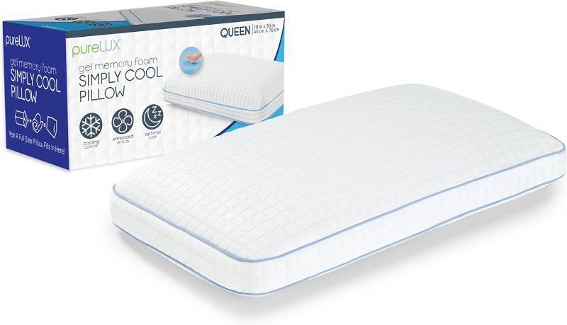 lot 338 image: PreLUX Simply Cool Gel Memory Foam Pillow, Queen 18 x 30 Medium Memory Foam