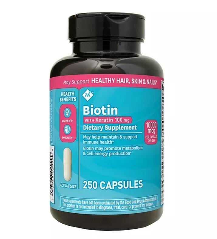 lot 378 image: NEW Members Mark Biotin 10,000mcg with Keratin 100mg Capsules, 250 ct.