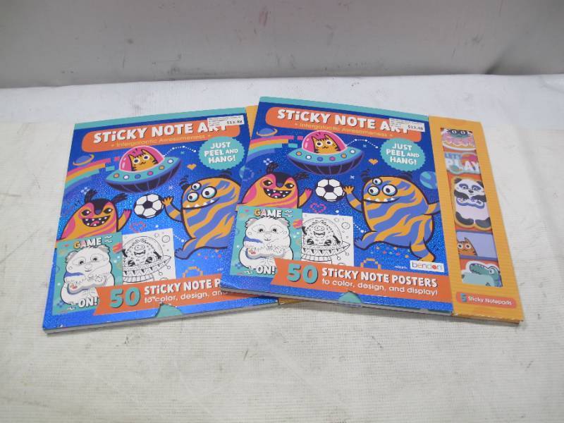 lot 214 image: NEW 2 Pack of Bendon Sticky Note Art Poster Pads