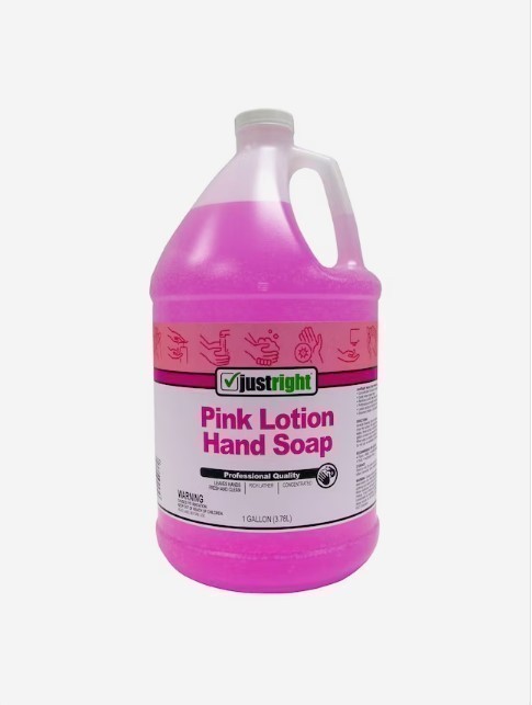 lot 448 image: NEW Maintex Just Right Pink Lotion Hand Soap 128-fl oz Almond Hand Soap (Case of 4)