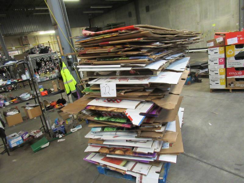 lot 122 image: Pallet of Over 30 Heavy Duty Used Cardboard Gaylord Boxes in Excellent Condition.