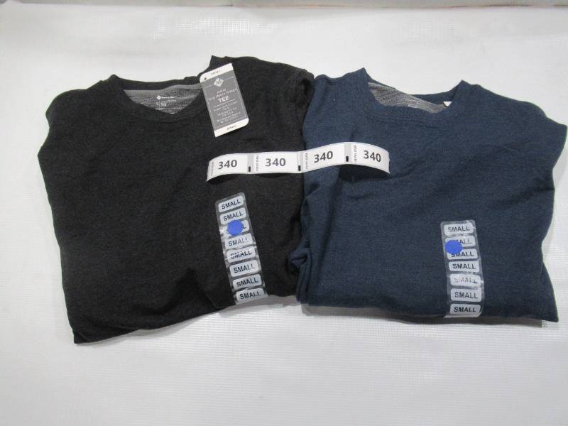 lot 354 image: NEW 2 Pack of Members Mark Mens Long Sleeve Lounge Tees in SMALL - (Heather Blue Cove, Heather Black Soot)
