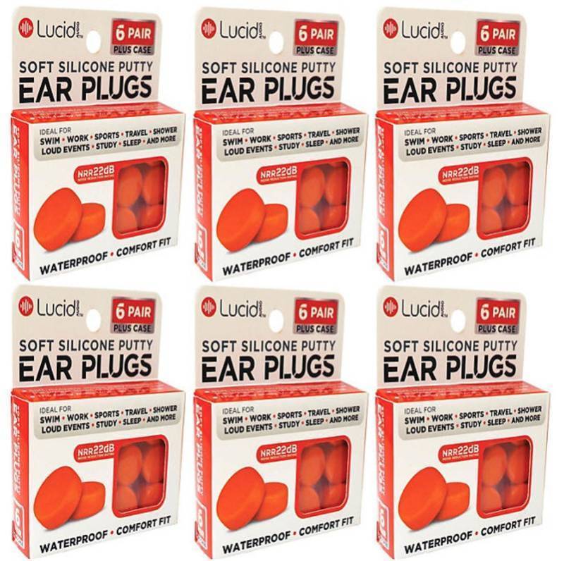 lot 330 image: NEW Lucid Audio Silicone Ear Plugs 6 pk of 6 Ear Plugs (36 Pairs total)