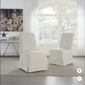 lot 79 image: East & Vine Clare Slipcover Dining Chair, 2-pack - CREAM