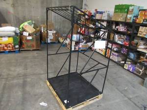 lot 110 image: Welded Black Metal Frame Built to Fit Onto Pallets with Angled Roof - Perfect for Projects