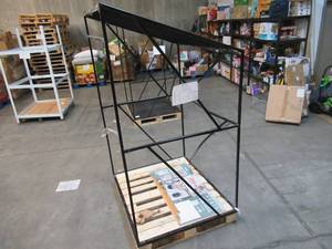 lot 112 image: Welded Black Metal Frame Built to Fit Onto Pallets with Angled Roof - Perfect for Projects