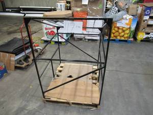 lot 117 image: Shorter Welded Black Metal Frame Built to Fit Onto Pallets with Angled Roof - Perfect for Projects