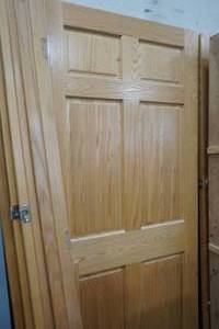 lot 141 image: solid oak door with frame. 6 panel 36