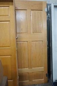 lot 143 image: solid oak door with frame. 6 panel 36