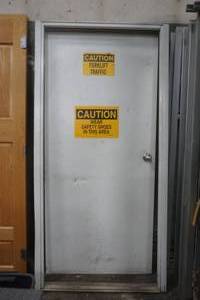 lot 144 image: white solid steel door with frame. 36 wide
