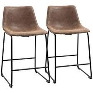 HOMCOM Counter Height Bar Stools Set of 2, Vintage PU Leather Barstools with Footrest for Dining Room, Dark Brown  Customer Returns See Pictures