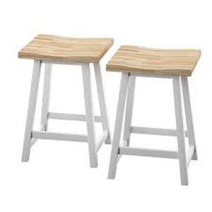 24 in. White Backless Wood Counter Height Bar Stools (Set of 2) by Twin Star Home   Customer Returns See Pictures