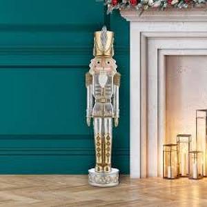 37 in. Gold and Silver Christmas Nutcracker by Haute Decor    Customer Returns See Pictures