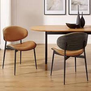 Iya Cognac Faux Leather Dining Side Chair with Metal Frame (Set of 2)  Customer Returns See Pictures
