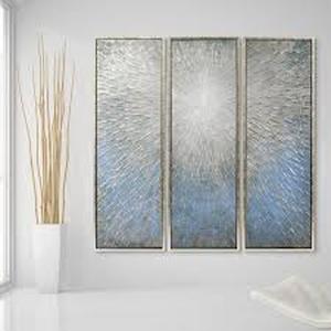 Empire Art Direct 60 in. x 20 in. Silver Ice Textured Metallic Hand Painted by Martin Edwards Wall Art (Set of 3)  Customer Returns See Pictures