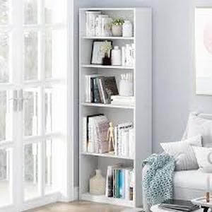 Furinno 71.2 in. White Wood 5-shelf Standard Bookcase with Adjustable Shelves   Customer Returns See Pictures