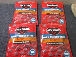 lot 164 image: 4- 3.25 oz Jack Links Barbecue Pork...