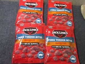 lot 166 image: 4- 3.25 oz Jack Links Barbecue Pork...
