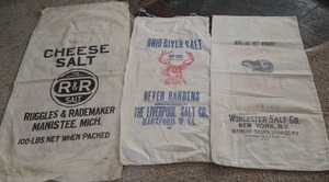 lot 25 image: (3) Vintage Salt Sacks