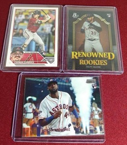 lot 131 image: (3) Baseball Rookie Cards - Nice Names