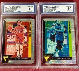 lot 132 image: (2) 2020-21 Flux Silver Pulsar Basketball Cards - Both CCG 10