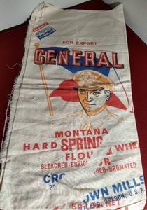 lot 146 image: Vintage 50lb General Flour Sack - Neat Theme