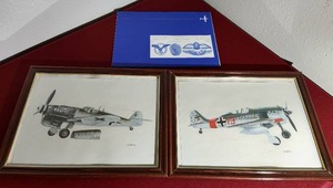 lot 147 image: Set of (6) Vintage Military Plane Prints - (2) Framed