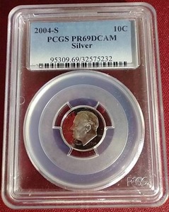 lot 165 image: 2004-S Silver Dime - PCGS PR69DCAM