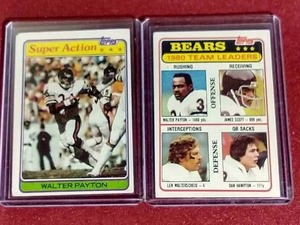 lot 195 image: (2) Vintage Walter Payton Cards