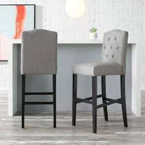 lot 19 image: StyleWell Beckridge Charcoal Gray Upholstered Bar Stools with Tufted Back (Set of 2)  Customer Returns See Pictures