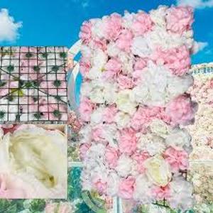 lot 34 image: YIYIBYUS 6-pcs Artificial Silk Rose Flower Wall Panel Hedges   Customer Returns See Pictures