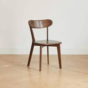 lot 38 image: Harper & Bright Designs Brown Oak 100% Solid Wood Dining Chair Set of 2 with Curved Backrest Customer Returns See Pictures