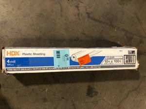 lot 30 image: HDX 10 ft. x 100 ft. Clear 4 mil Plastic Sheeting     Customer Returns See Pictures