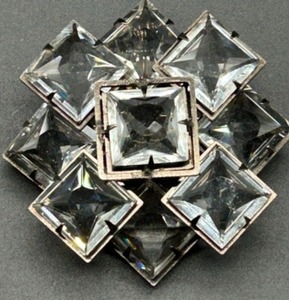 lot 36 image: Vintage Cubist Glass Rhinestone Geometric PIN Brooch 