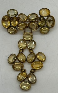 lot 39 image: Large Lemon Citrine Quartz Dangle Pin Brooch
